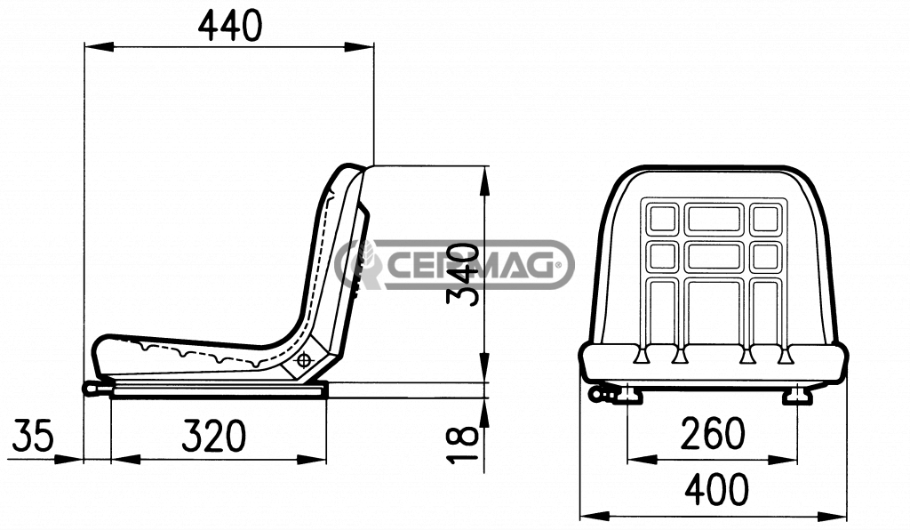 Sedile con guide di scorrimento 60604 COBO